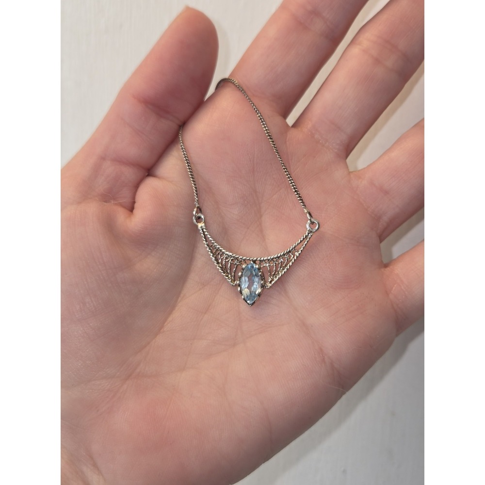 Vintage Chateau D'Argent .925 Silver And Topaz Filigree Marquis Art Deco...